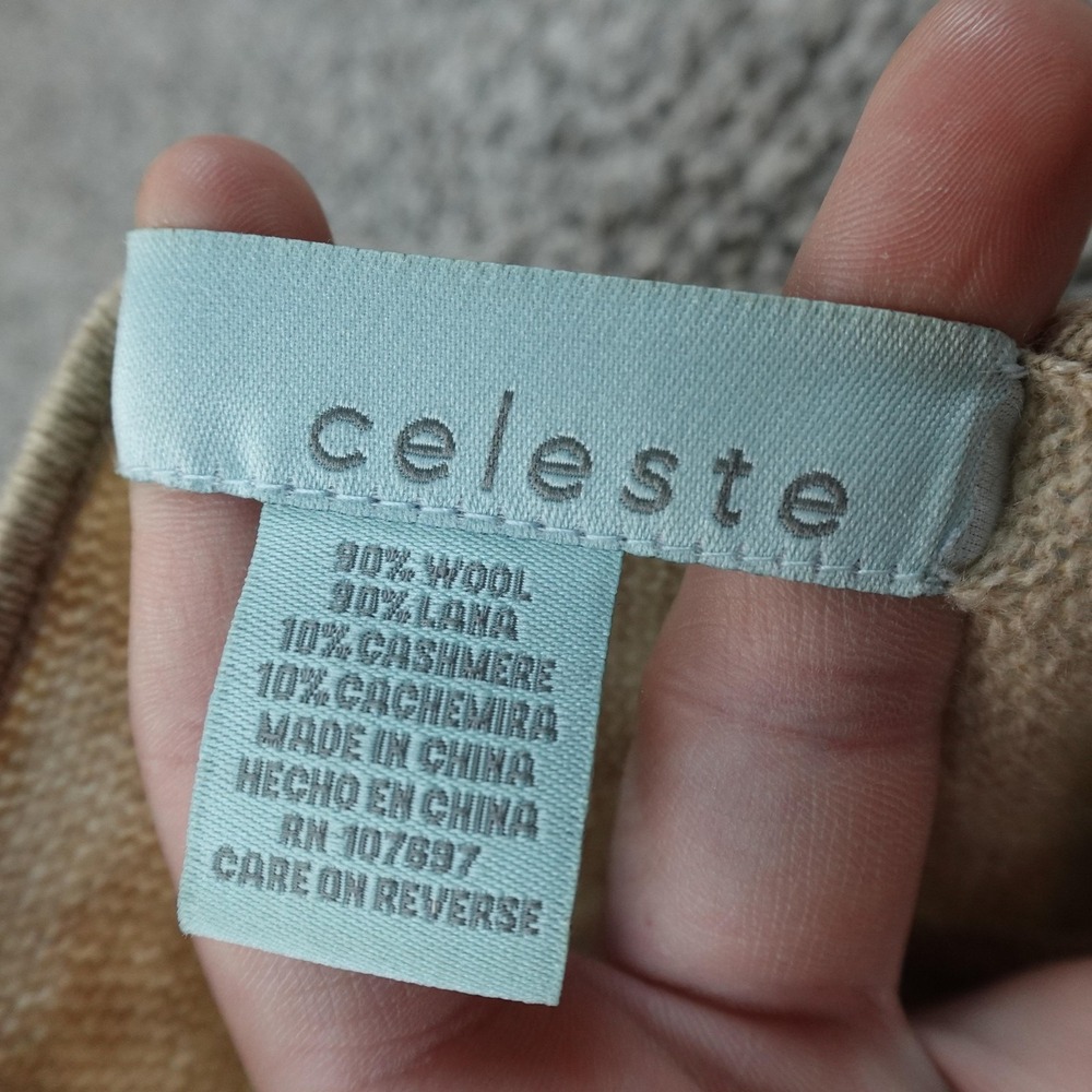 Celeste Sweater Womens One Size Beige Wool Cashmere Cape Knit Poncho Top Cozy - Picture 4 of 9